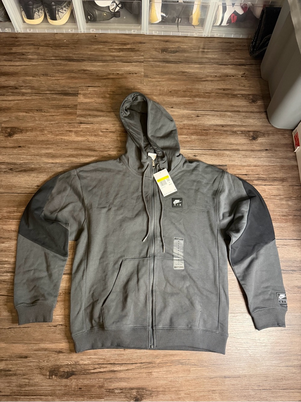 Nike Air Full Zip Hoodie Dark Gray/Black Colorblock NWT $85 Men’s Sz Small